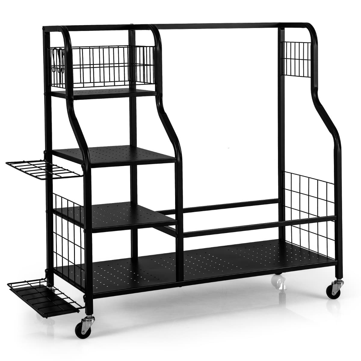 CostwayOrganisateur d'Équipement Sportif avec Roues Amovibles Support de Rangement pour 2 Sacs de Golf avec Support Noir